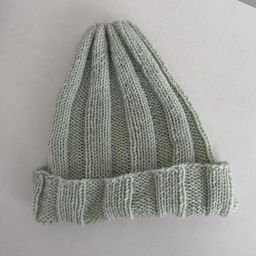 Mint light green pastel knit beanie toque handmade knitted winter cap hat new